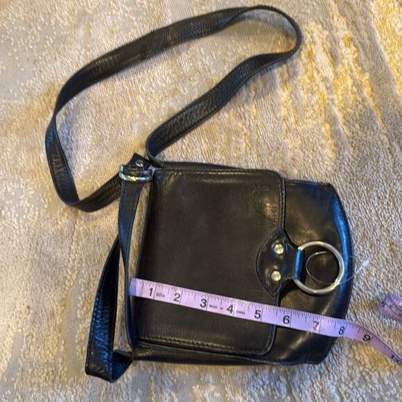 Vintage Black full grain leather frye small crossbody bag with adjustable strap - Picture 10 of 11